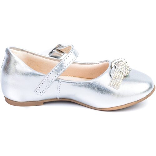 Pantofi Fete Balerin și Balerini cu curea Bibi Shoes Balerini Bibi Ballerina Silver Sparkle Argintiu