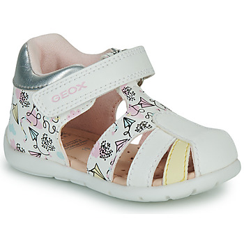 Pantofi Fete Sandale Geox B ELTHAN GIRL Alb / Roz / Galben