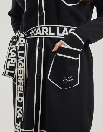 Karl Lagerfeld BRANDED BELTED CARDIGAN Negru / Alb