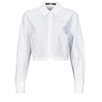 Îmbracaminte Femei Cămăși și Bluze Karl Lagerfeld crop poplin shirt Alb