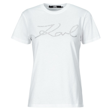 Îmbracaminte Femei Tricouri mânecă scurtă Karl Lagerfeld rhinestone logo t-shirt Alb