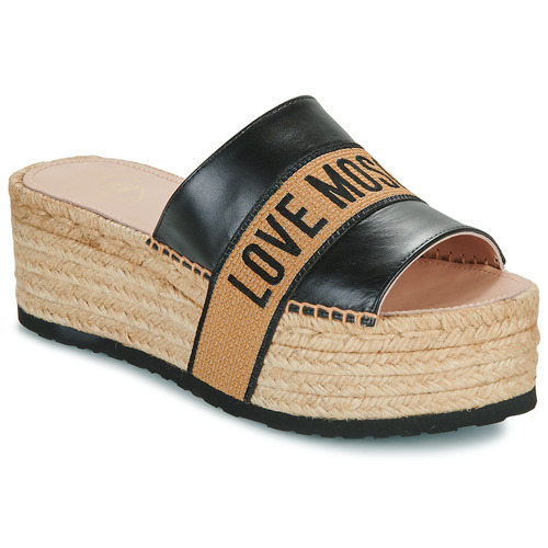 Pantofi Femei Papuci de vară Love Moschino MULE RIBBON Negru / Bej