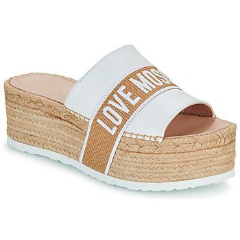 Pantofi Femei Papuci de vară Love Moschino MULE RIBBON Alb / Bej