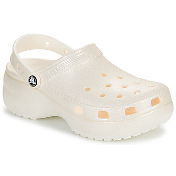 Pantofi Femei Saboti Crocs Classic Platform Glitter ClogW Bej