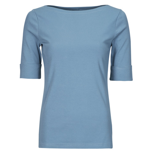 Îmbracaminte Femei Tricouri mânecă scurtă Lauren Ralph Lauren JUDY-ELBOW SLEEVE-KNIT Albastru