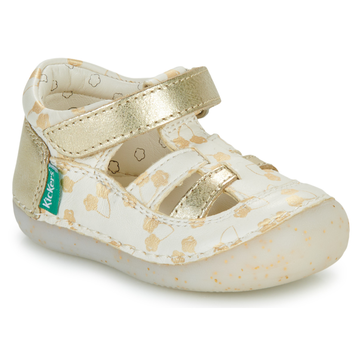 Pantofi Fete Sandale Kickers SUSHY Alb / Auriu