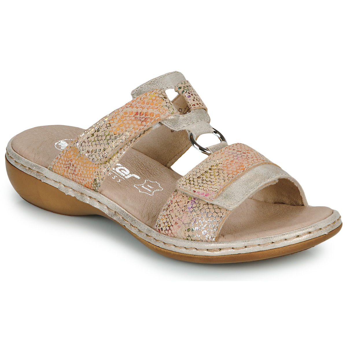 Pantofi Femei Papuci de vară Rieker  Auriu / Multicolor
