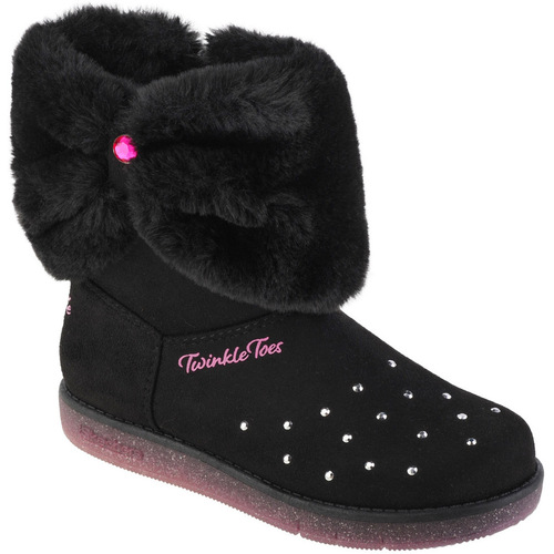 Pantofi Fete Ghete Skechers Glitzy Glam - Cozy Cuddlers Negru