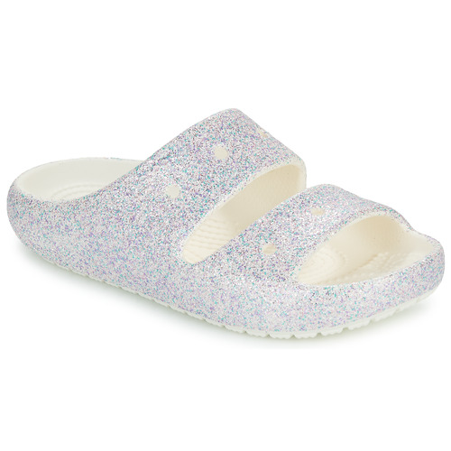 Pantofi Fete Sandale Crocs Classic Glitter Sandal v2 K Alb / Glitter