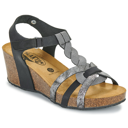 Pantofi Femei Sandale Plakton BROOKS Negru / Argintiu