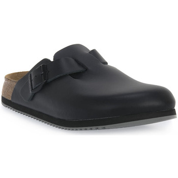 Pantofi Bărbați Papuci de vară Birkenstock BOSTON BLACK LEATHER calz s Negru