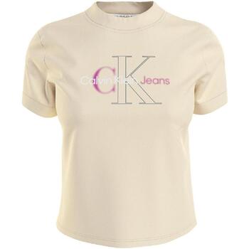 Îmbracaminte Femei Tricouri mânecă scurtă Calvin Klein Jeans  Bej