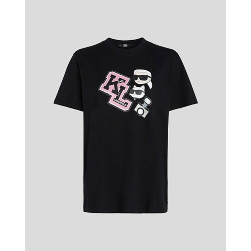 Îmbracaminte Femei Tricouri & Tricouri Polo Karl Lagerfeld 240W1727 OVERSIZED IKONIK VARSITY TEE Negru
