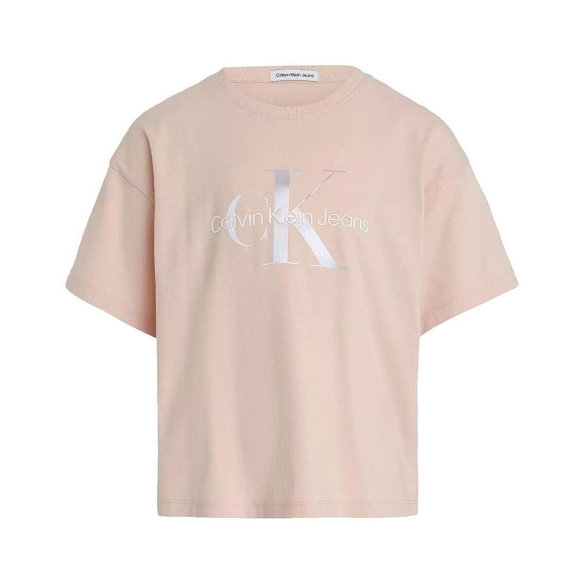 Îmbracaminte Fete Tricouri mânecă scurtă Calvin Klein Jeans  roz
