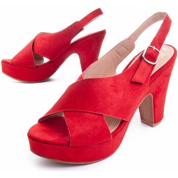 Pantofi Femei Sandale Leindia 88196 roșu