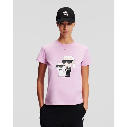 Îmbracaminte Femei Tricouri & Tricouri Polo Karl Lagerfeld 230W1704 IKONIC 2.0 roz