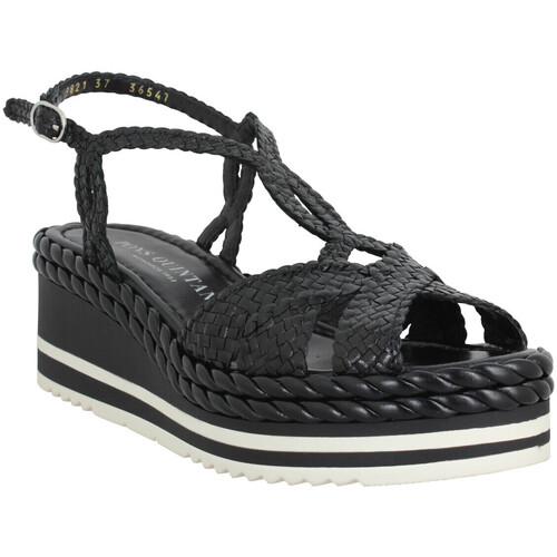 Pantofi Femei Sandale Pon´s Quintana 9821 Cuir Tresse Femme Noir Negru