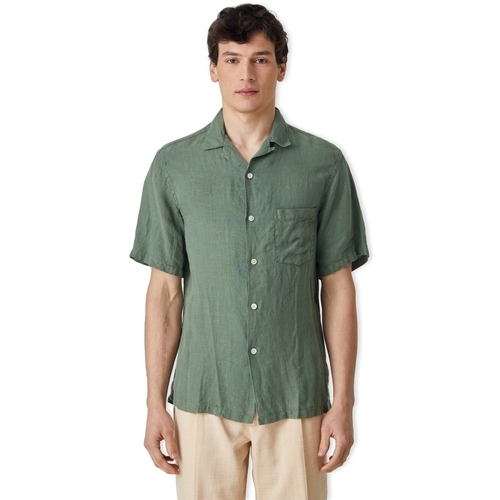 Îmbracaminte Bărbați Cămăsi mânecă lungă Portuguese Flannel Linen Camp Collar Shirt - Dry Green verde