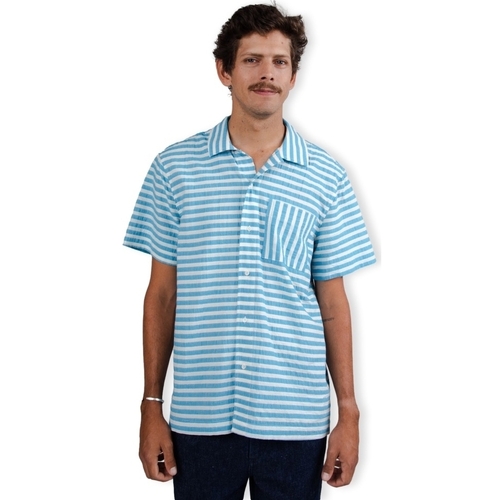 Îmbracaminte Bărbați Cămăsi mânecă lungă Brava Fabrics Stripes Shirt - Blue Alb