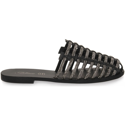 Pantofi Femei Sandale S.piero BLACK LEATHER STRASS Negru