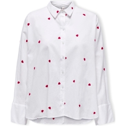 Îmbracaminte Femei Topuri și Bluze Only New Lina Grace Shirt L/S - Bright White/Heart Alb