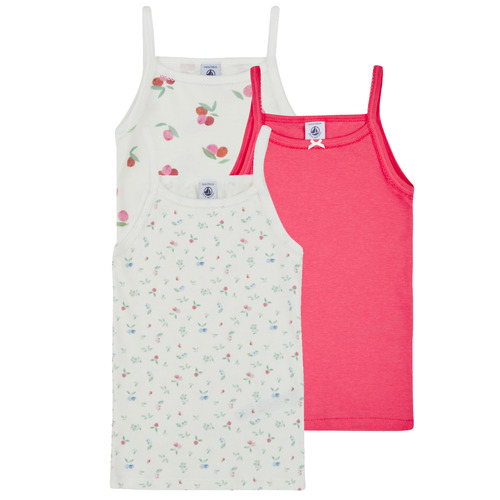 Îmbracaminte Fete Maiouri și Tricouri fără mânecă Petit Bateau 3 CHEMISES BRETELLES Roz