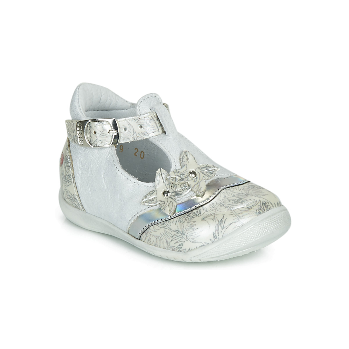 Pantofi Fete Balerin și Balerini cu curea GBB SELVINA Alb / Argintiu