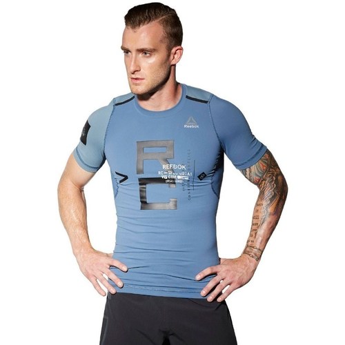Îmbracaminte Bărbați Tricouri mânecă scurtă Reebok Sport Combat Rash Guard albastru